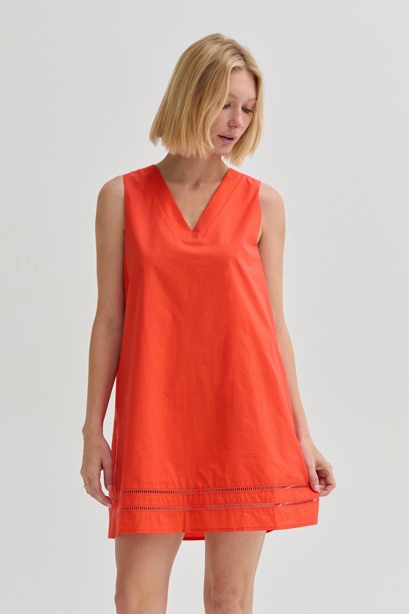 Reese Lattice Trim Poplin Mini Dress