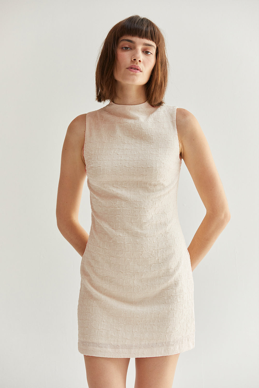Mylah Mock Neck Sleeveless Sheath Dress