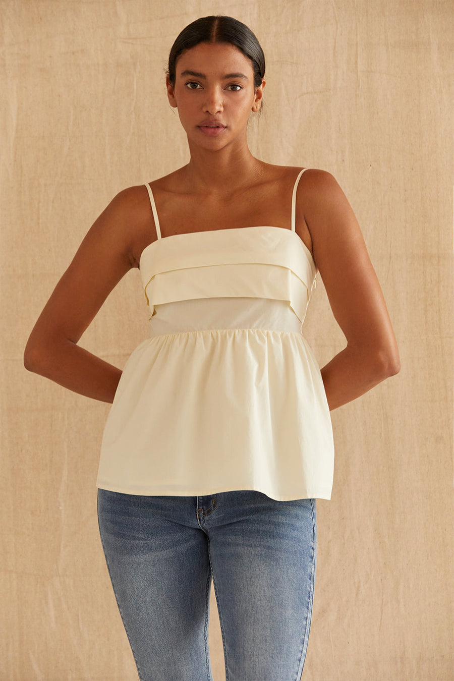 Mindy Pleated Babydoll Camisole Top